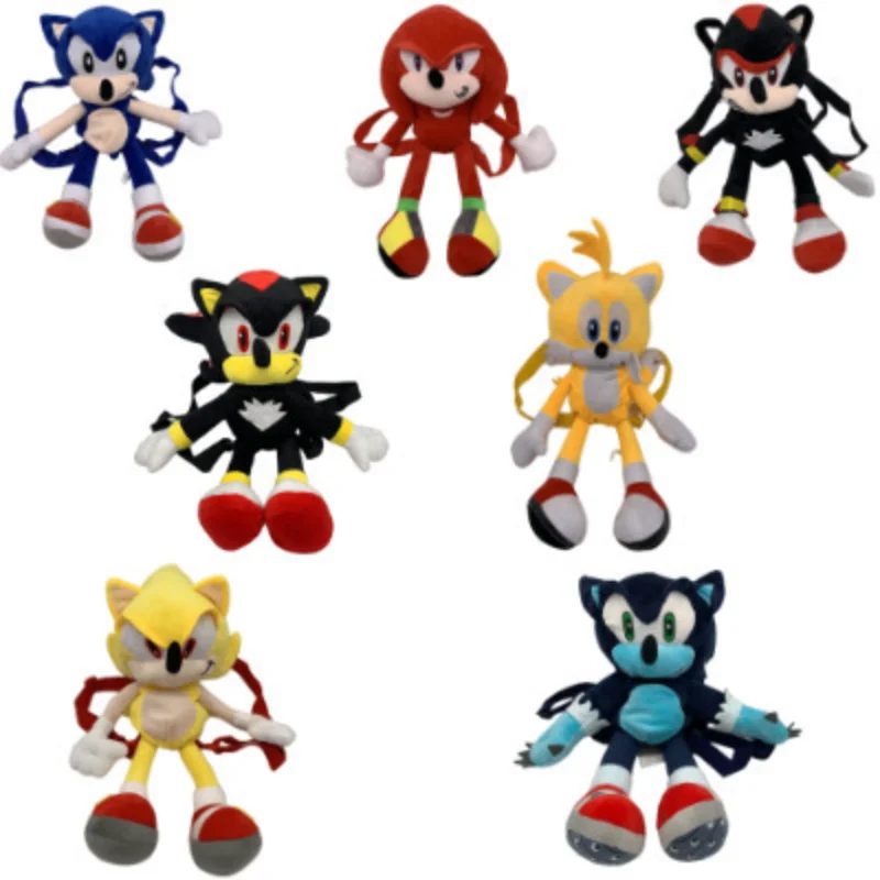 

45cm New Super SonicThe Hedgehog Plush Backpack Creative Cartoon Knuckles Miles Prower Shadow High-value Children's Backpack