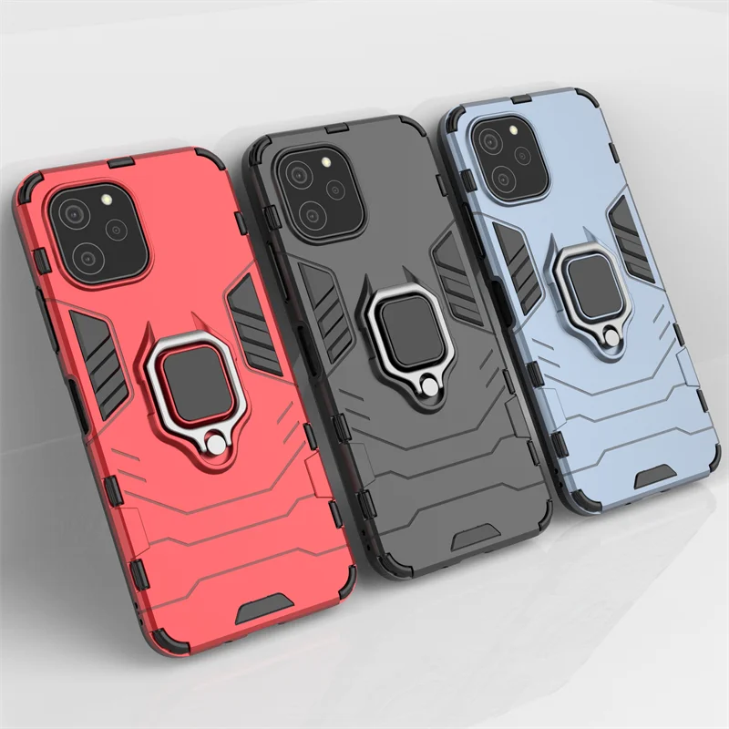 

For Huawei nova Y61 Case Luxuy Protective Case For Huawei Nova Y61 Cover Armor Shell Finger Ring Cover For Nova Y61 Y60 Case