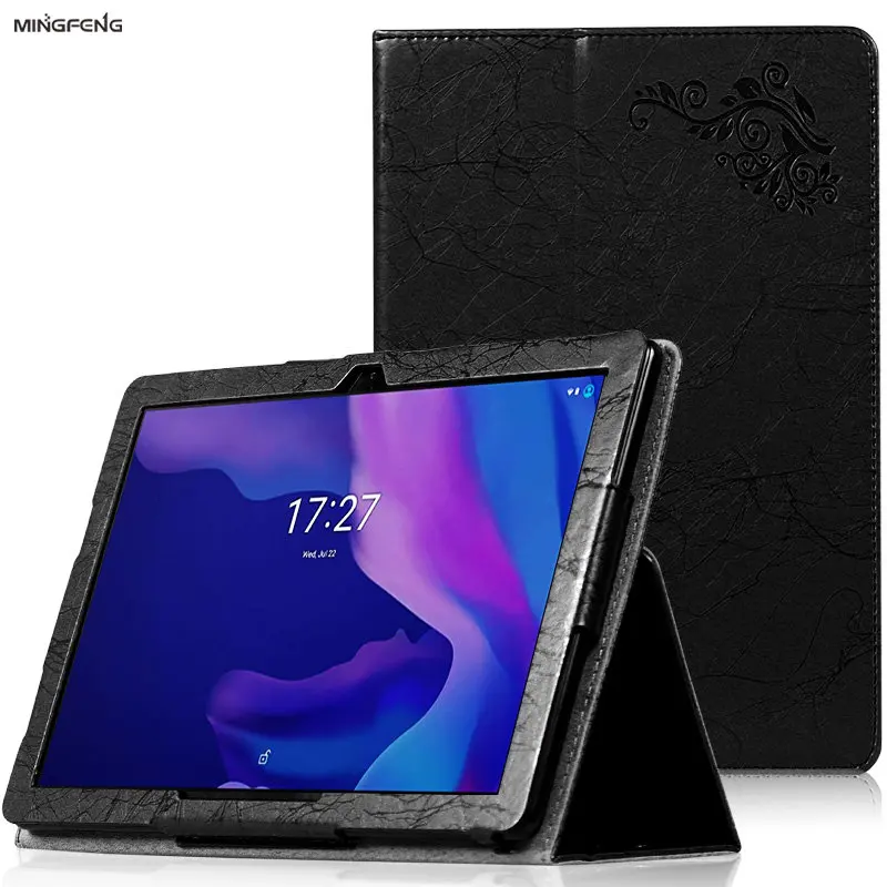 

Mingfeng For IRIS OHYAMA LUCA 10.1 Android Tablet Print Case PU Leather Folding Stand with Hand Holder Magnetic Cover TE101N1-B