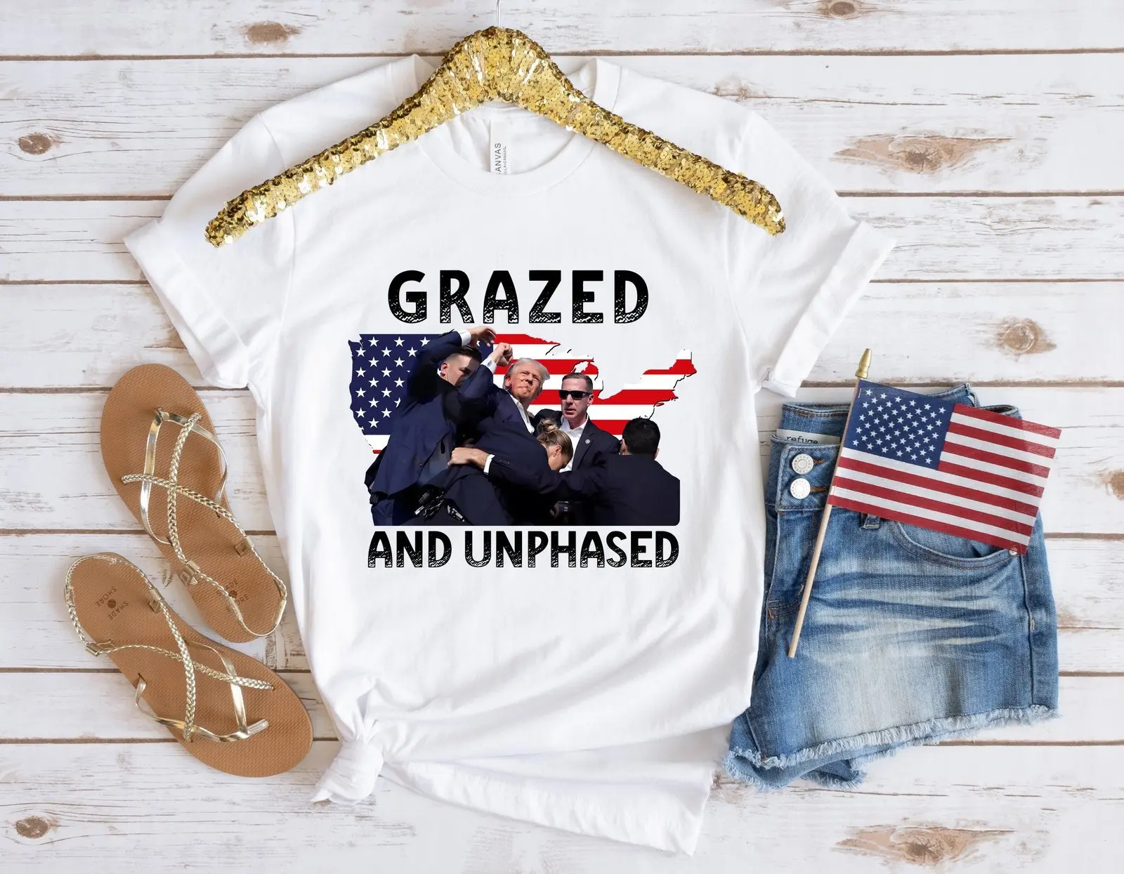 Футболка Trump Shot Grazed And Unphaseed Shooting Never Surrender Failed Assassination Bulletproof