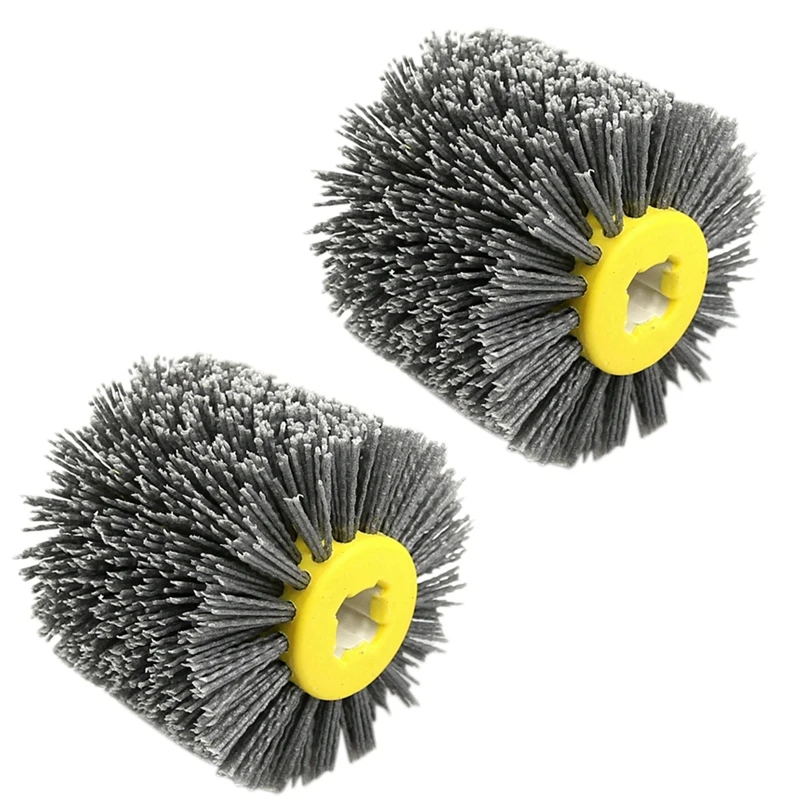 

2 Pcs Nylon Abrasive Wire Dupont Drum Polishing Wheel Electric Brush For Woodworking Metalworking, P120 & P80
