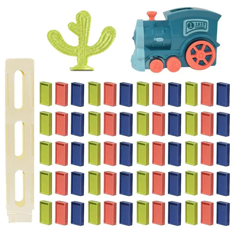

Domino Train Sets For Kids Tracking Set With 60 Domino Pieces Automatic Domino Blocks Set For Indoor Family Intellectual Games