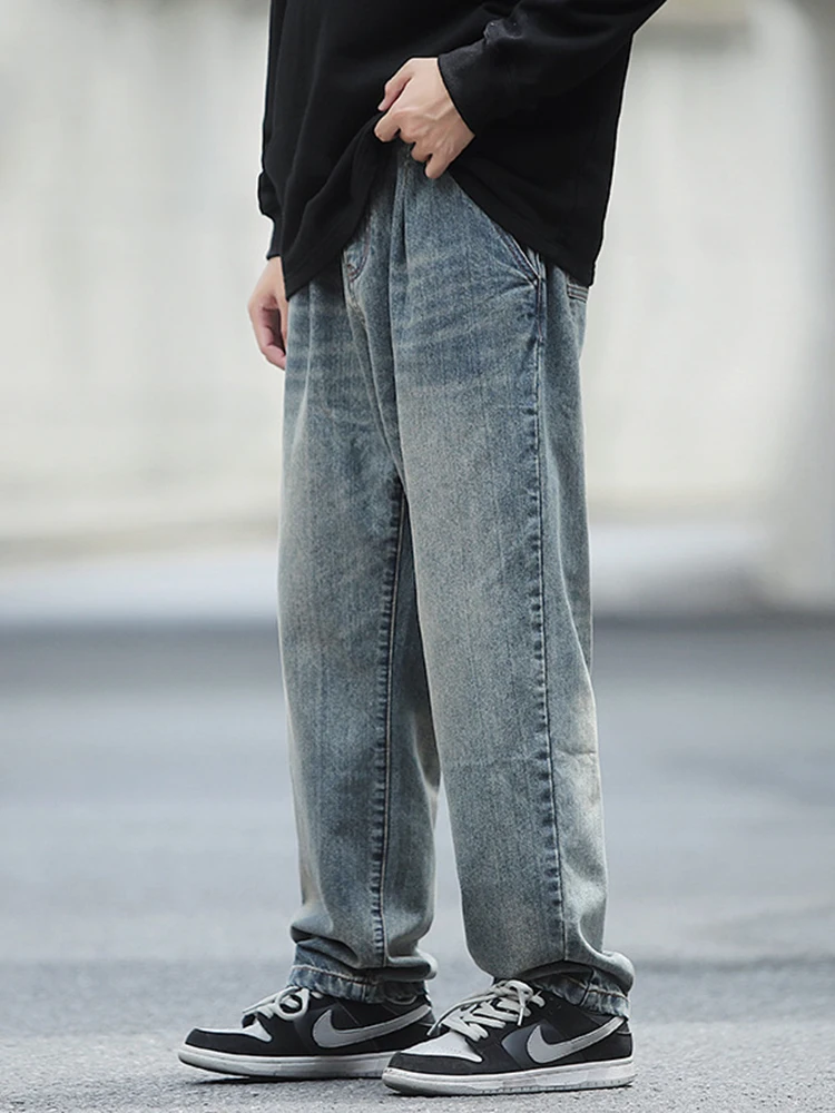 European and American Men Four Seasons Jeans Men's and Women's Same High Street American Wide-leg Pants Streetwear Ins Hot Sale