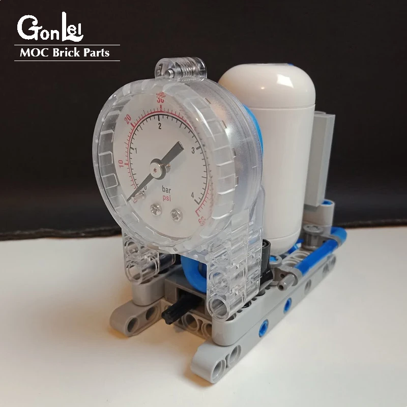 Технический Пневматический Манометр, цилиндр и клапан, строительные блоки, модель, соответствующая 64065 75974 воздушному Баку, манометр, запчасти MOC