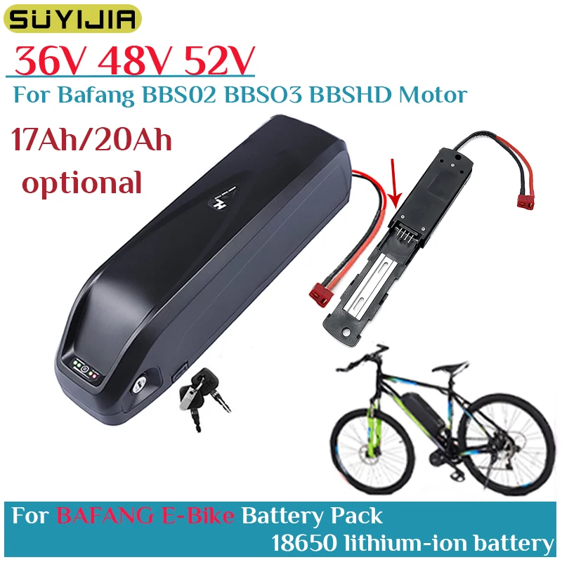 

For Hailong Electric Bicycle Battery 36V 48V 52V 12Ah 15Ah 20Ah 500w 750w 1000w 18650 Lithium Battery Bafang Battery with 40ABMS