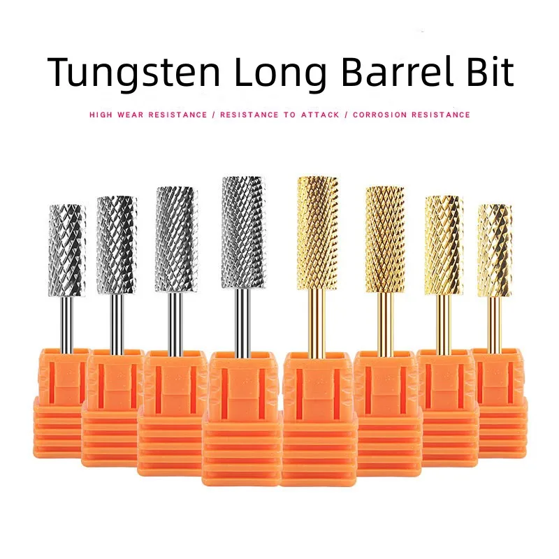 

Tungsten Carbide Nail Drill Bit Efile Accessories for Manicure Nail Polishing Acrylic Gel Remove 3/32" Flat Top Long Barrel Bit
