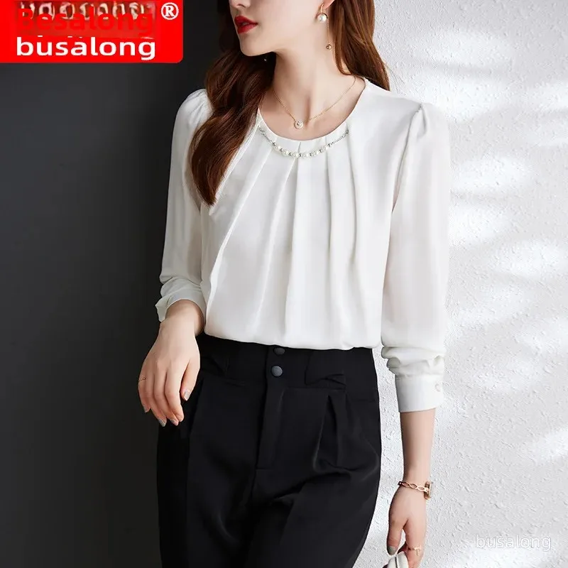 Busalong рубашка с длинными рукавами в корейском стиле для женщин профессиональная