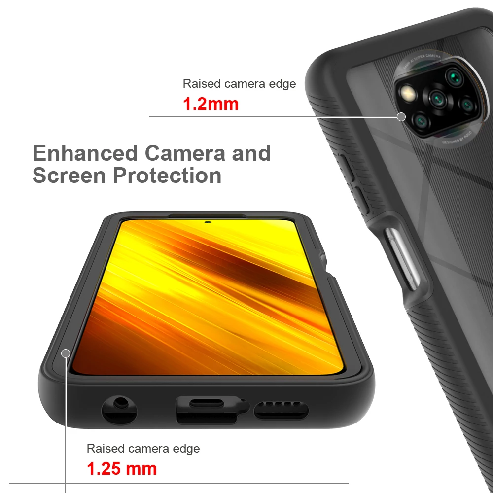 Hybrid Rugged Armor PC + TPU Shockproof Case For Poco X3 NFC X3 Pro Soft Frame Clear Back Cover For Mi Note 10 Lite 9T 10T Pro