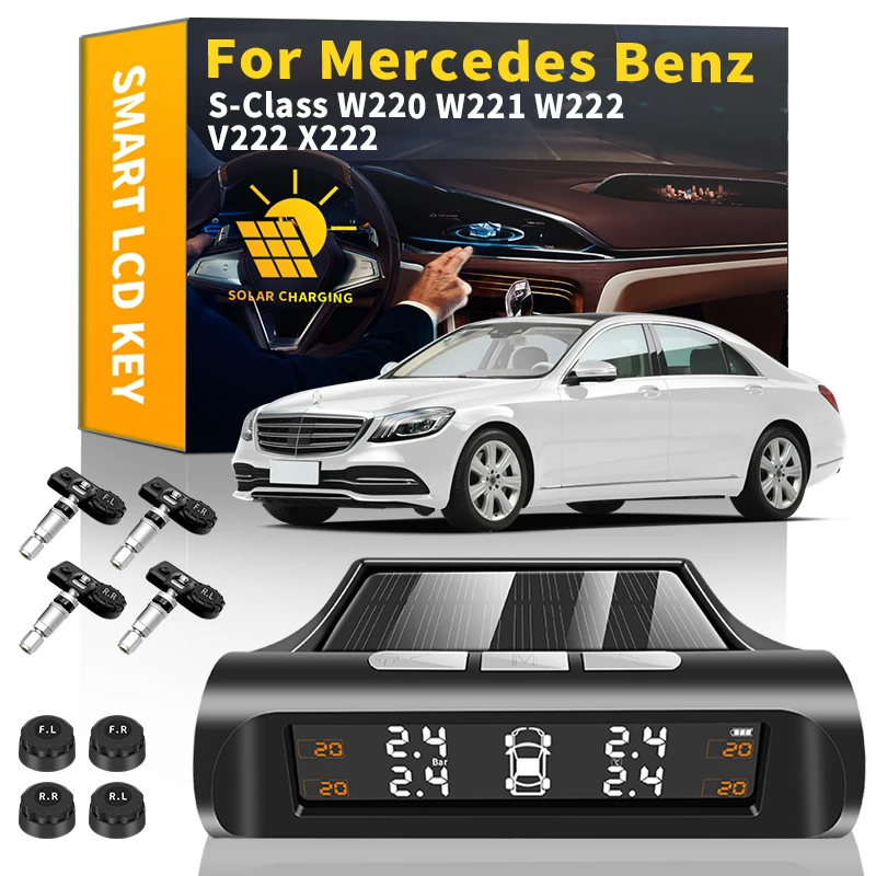 

Car TPMS Tire Pressure Monitoring Solar Power Digital Security Alarm Sensor For Mercedes Benz W220 W221 W222 V222 X222 S-Class