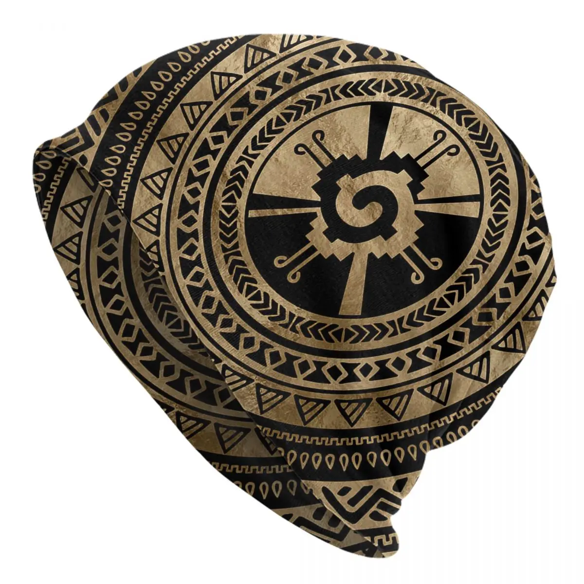Hunab Ku Mayan Symbol Black And Gold Adult Men's Women's Knit Hat Keep warm winter knitted hat