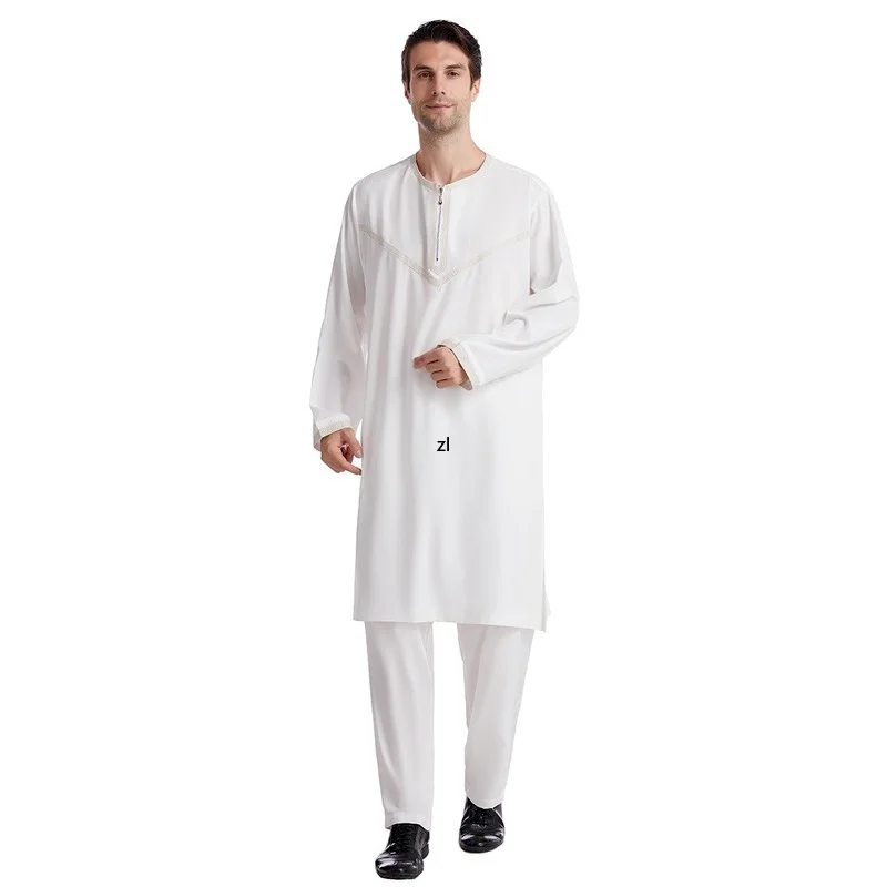 Muslim Ramadan Robe Arab Men Jubba Thobe Costumes Solid Arabic Pakistan Saudi Arabia Turkey Abaya Male National Islamic Clothing