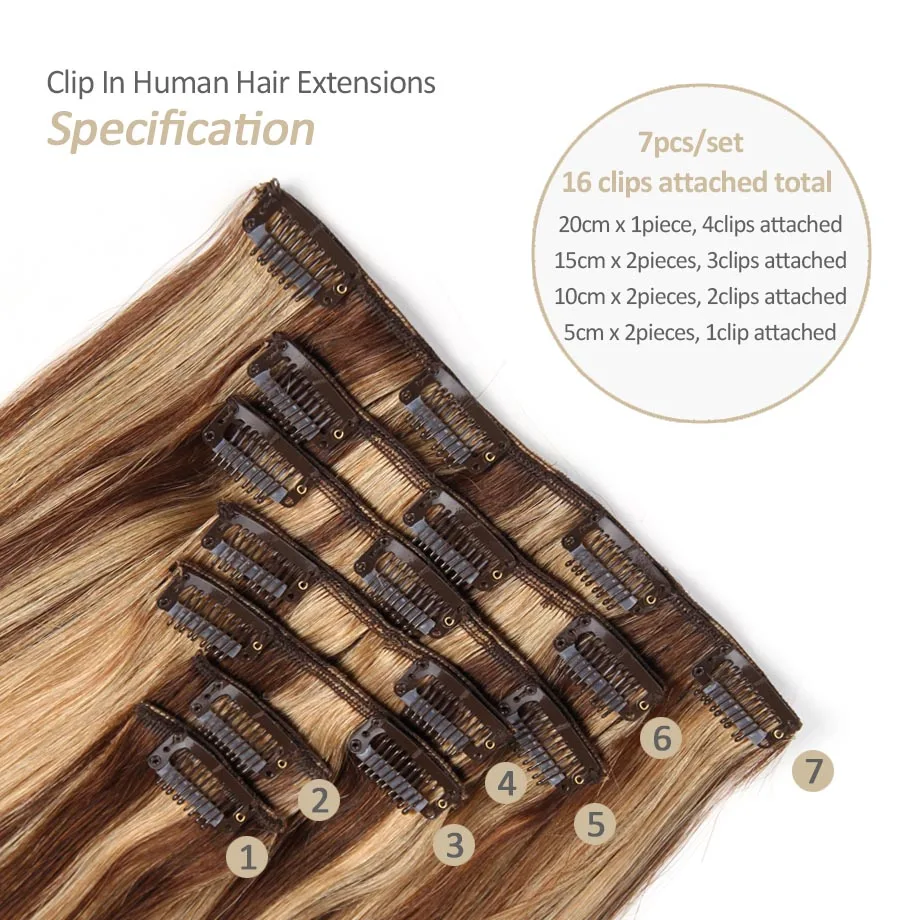 7 шт. прямые человеческие волосы для наращивания 70 г