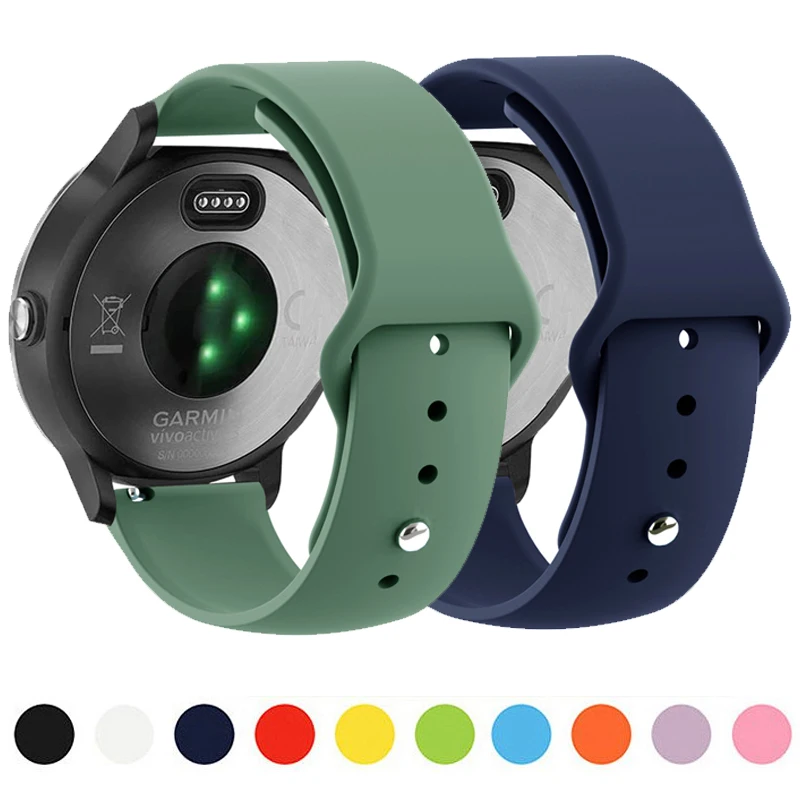 

20mm 22mm Silicone Strap For Garmin Vivoactive 3 4 Band Watch Venu 2 2s SQ Forerunner 645 Wristband Bracelet Fenix 6 5 Pro