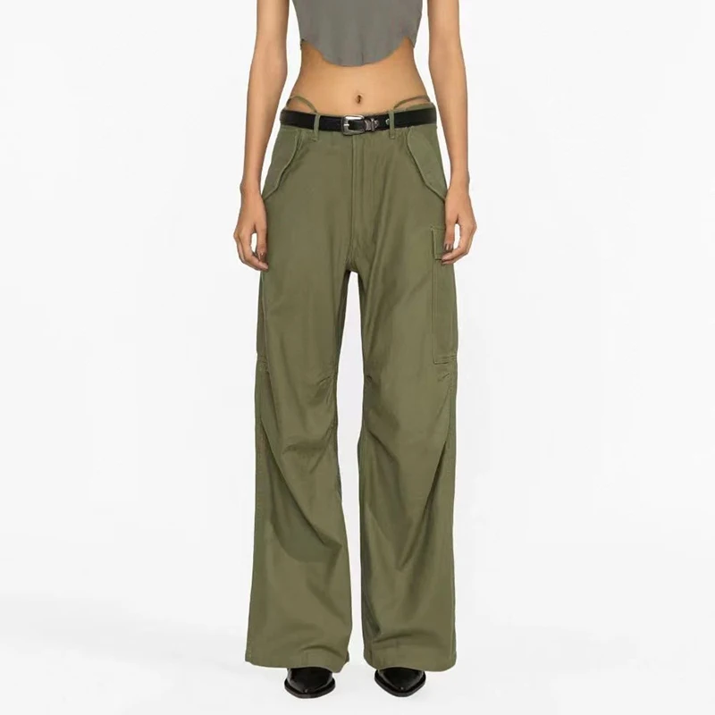 

Брюки женские универсальные из мытого хлопка, y2k, осень 2023