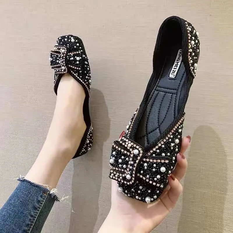 2023 Spring Summer New Fashion Buckle Slip-on Flat Shoes Rhinestones Comfortable Casual Designers Shoes Women's Shoes Zapatillas