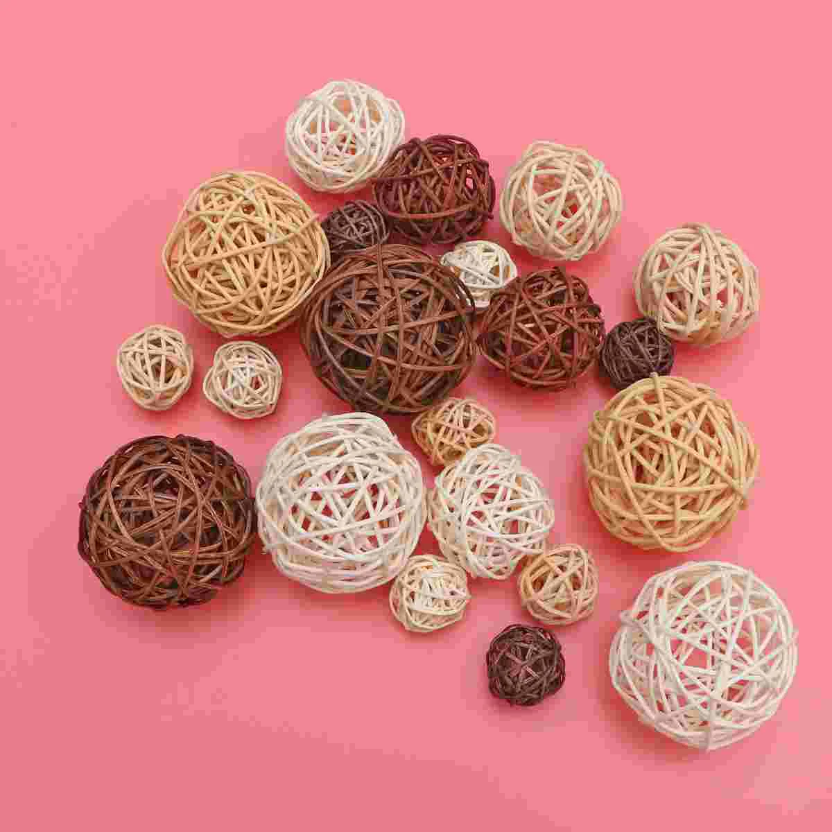 

21 Pcs Nativity Accessories Orbs Vase Fillers Wedding Decor Rattan Balls White Flower Vase Rattan Spheres Autumn