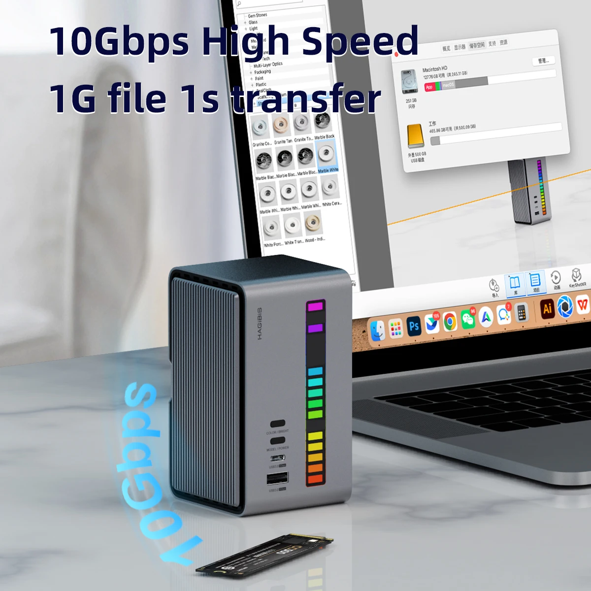 Док-станция с разъемами USB C и двумя HDMI M.2 SSD Ethernet 100 Вт PD usb-хаб SD/TF для ноутбука Macbook