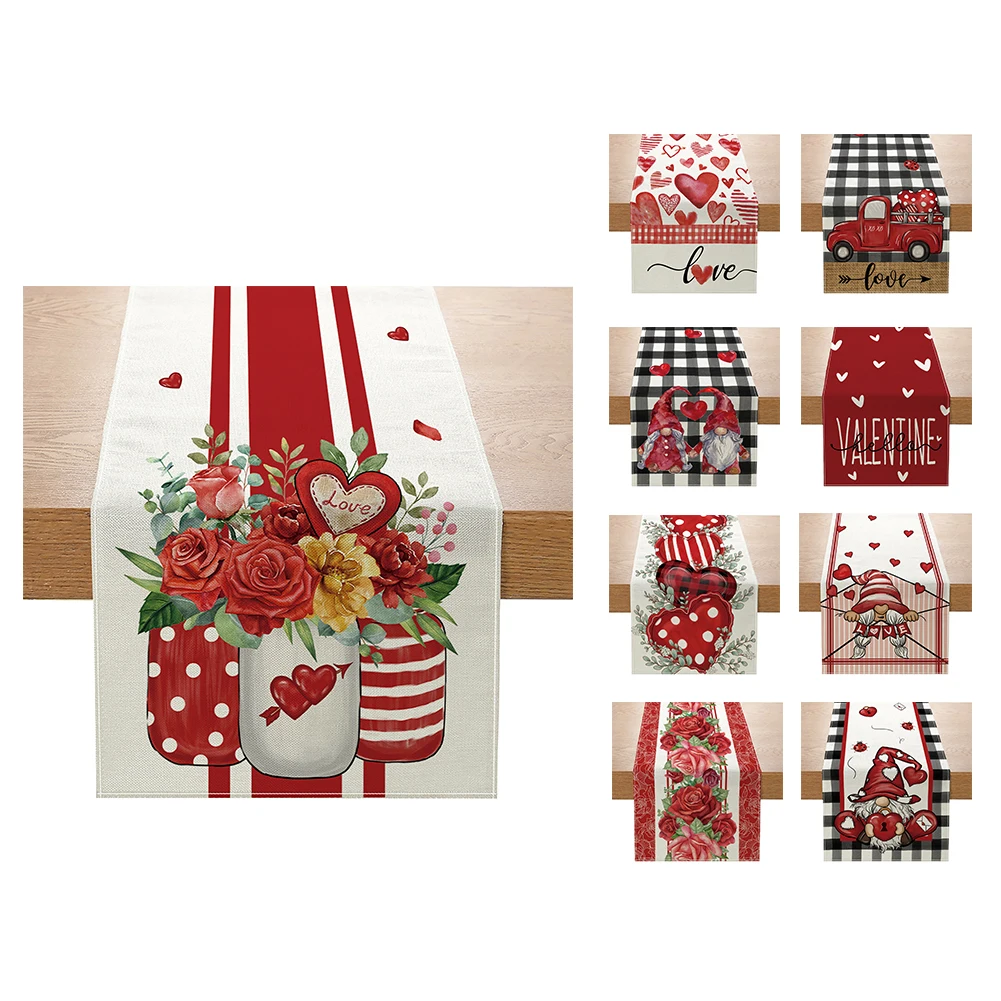 Домашняя скатерть в форме сердца на День святого Валентина с узором виде