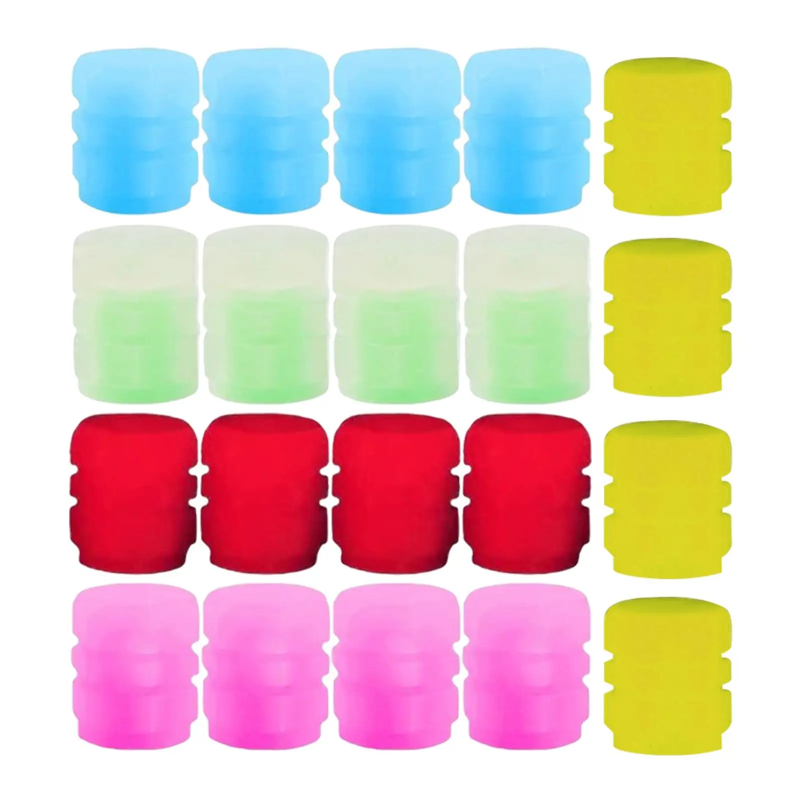 

20x Luminous Auto Wheel Valve Stem Caps Dustproof Durable Resistant Tire caps Cover for Bicycles Vehicles SUV Mix Color