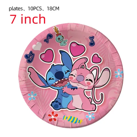 Одноразовые наборы посуды Disney Stitch розового цвета