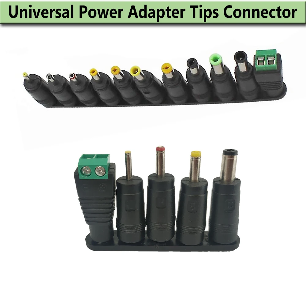 Universal DC AC Power Adapter Tips Connector for 5050 3528 LED Light Strips,CCTV Security System,LG Dell Acer LCD Monitor,Zebra