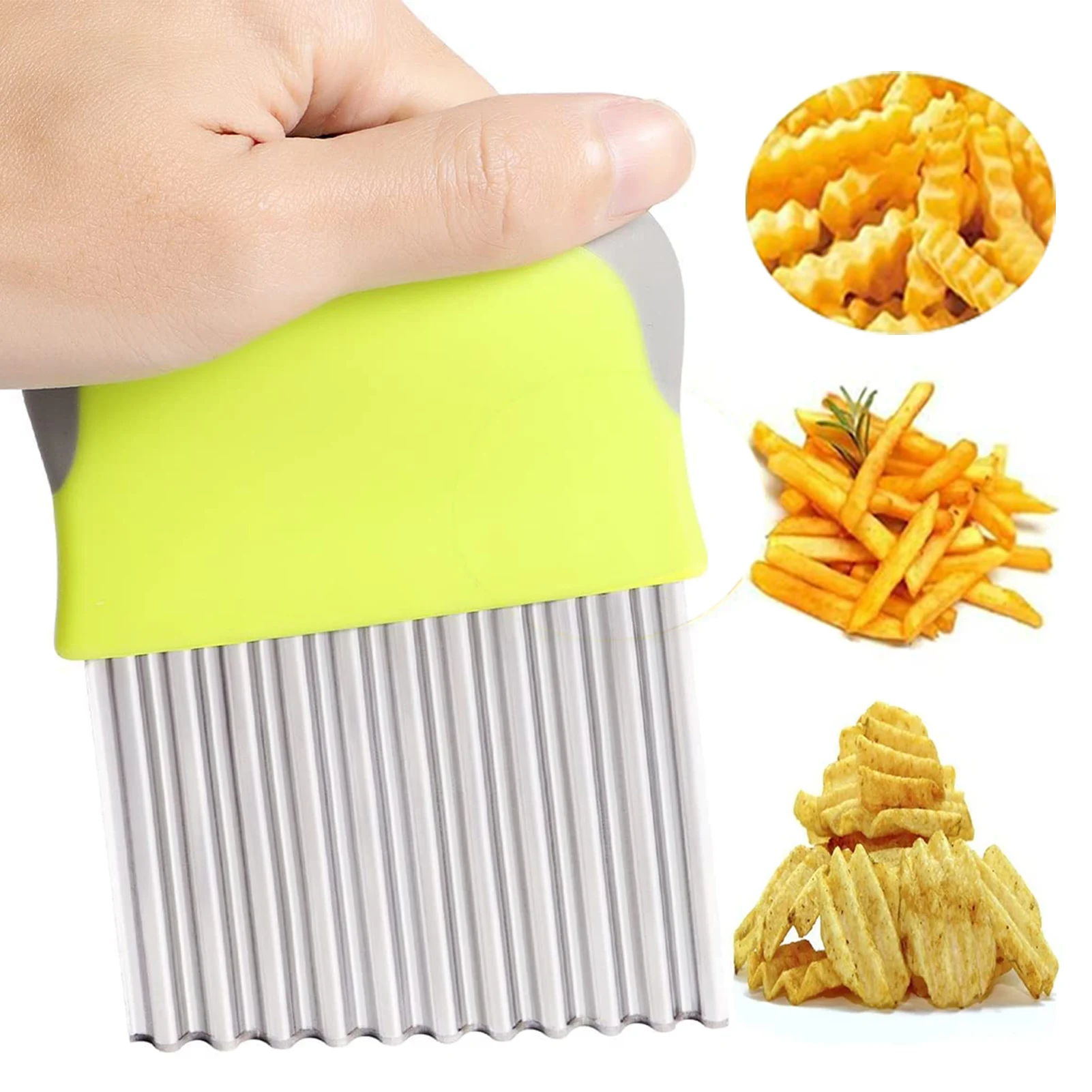 

Wave Potato Cutter Chips Stainless Steel Wavy Slicer For Potatoes Cucumbers Non-Slip Handle Vegetable Choppers For Kitchen