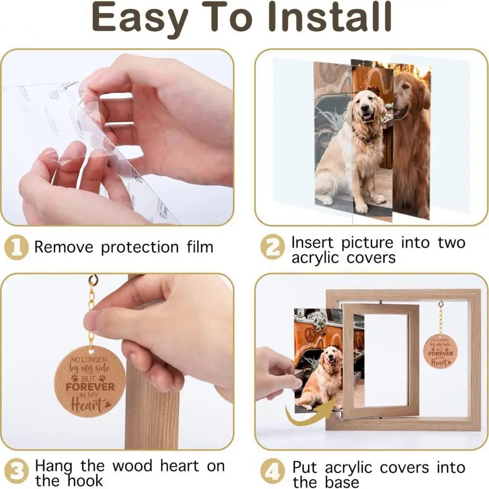 Деревянная фоторамка для домашних животных вращающаяся настольная 4x6 дюймов