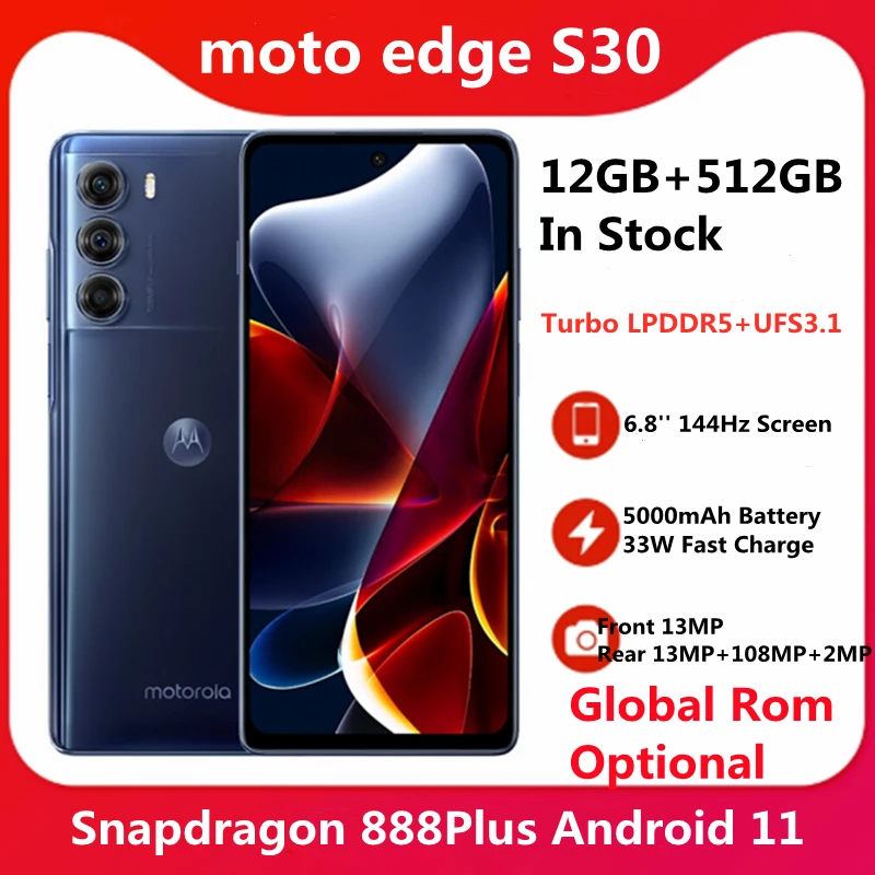 Motorola MOTO Edge S30 смартфон с 5 5-дюймовым дисплеем 6 8 мАч 13 МП Android 11 | Мобильные телефоны