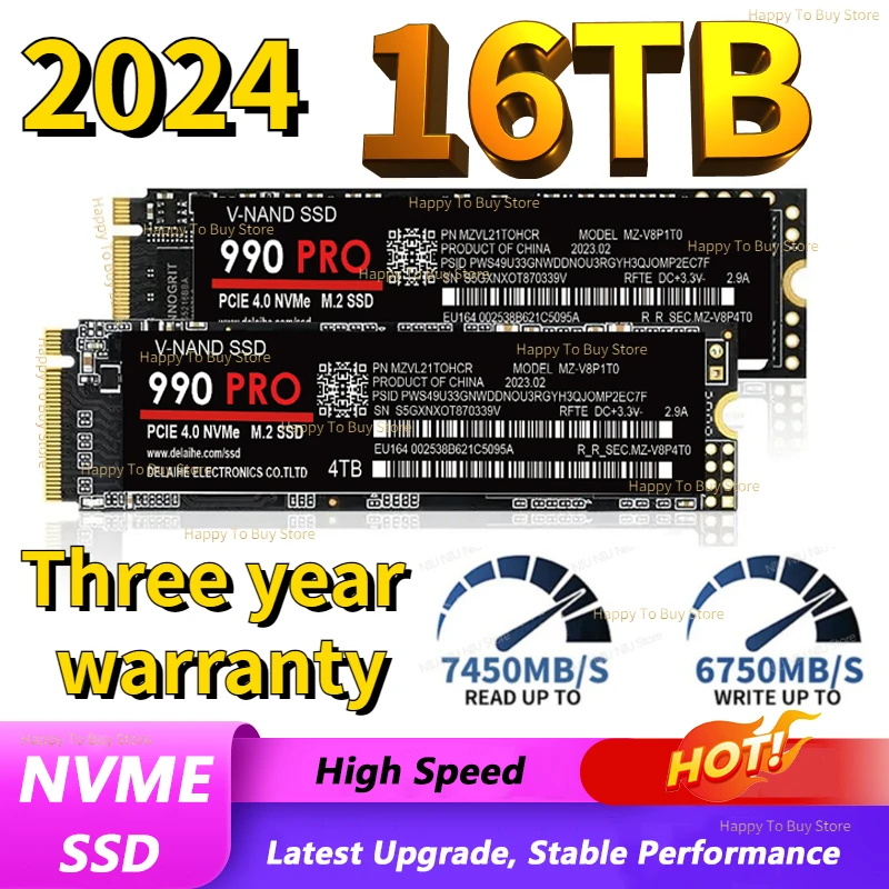 

8TB 100%Original Hot Selling 4TB Solid State Laptop Hard Disk Desktop M.2 SSD 1TB 500GB High Capacity Solid State Drive 2023 New