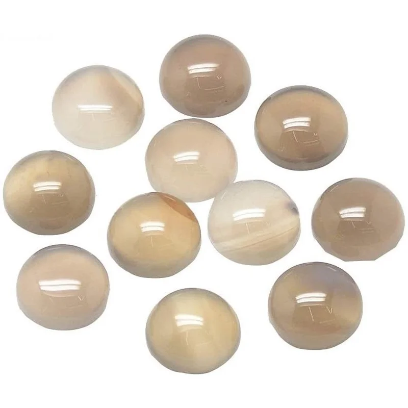 

50pcs Natural Gray Agate Cabochons Half Round Cabochons LightGrey Cabochons for Jewelry Making 8x4mm
