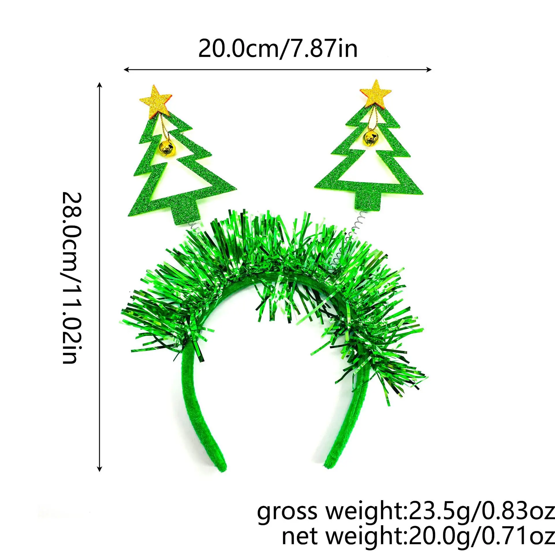 Рождественская елка снежинка колокольчики повязка на голову рождественские