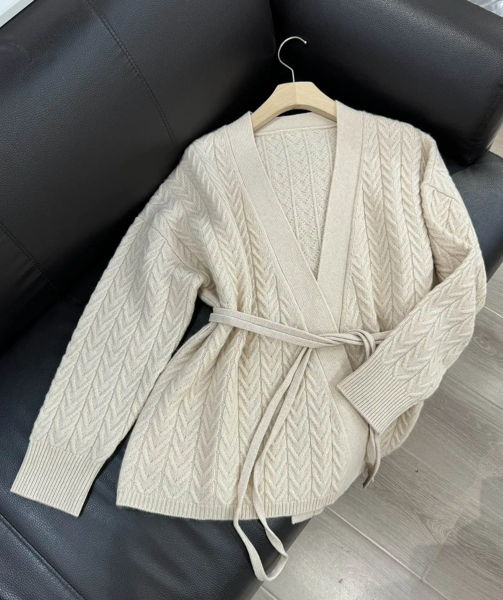 Осенний Женский кашемировый свитер L * P вязаный Свободный кардиган повседневный