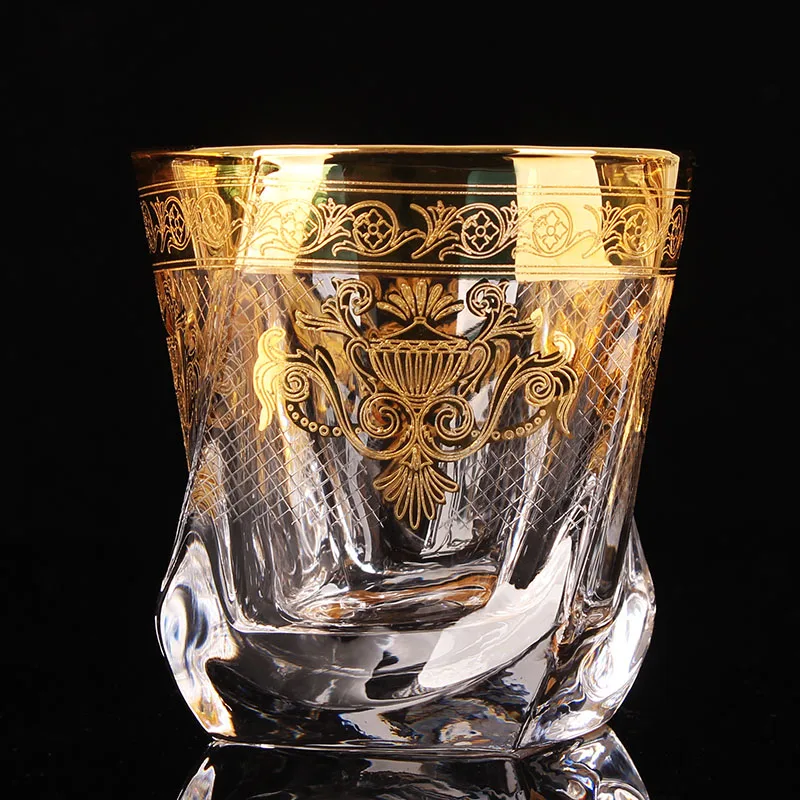 

Palace style crystal glass with gold line beer mug home tea cup juice large whiskey foreign wine glass