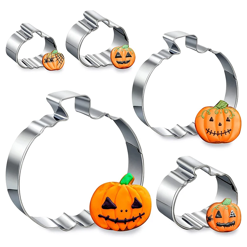 

Инструменты для печенья из нержавеющей стали для Хэллоуина, 3D форма для печенья в виде тыквы, набор пресс-форм