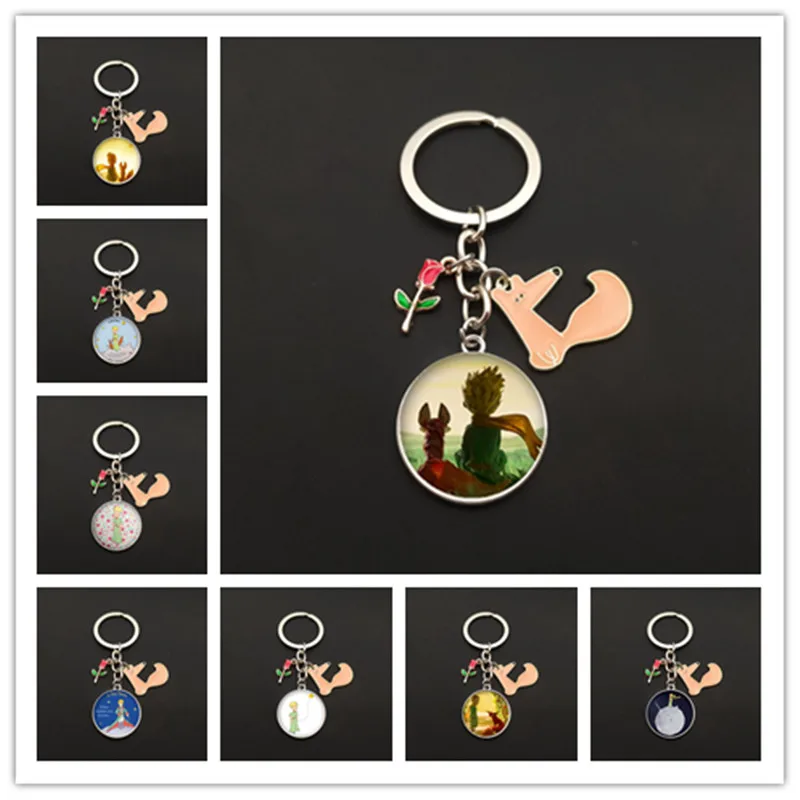 2021 Маленький принц и лиса роза логотип стеклянный кабошон подвеска брелок