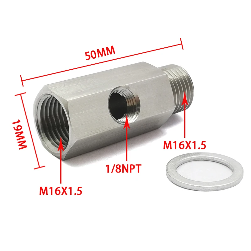 Новые боковые отверстия 1/8 NPT и M16x1.5, Соединительный адаптер из нержавеющей стали с подавлением масла и кислорода, фитинг с прокладкой