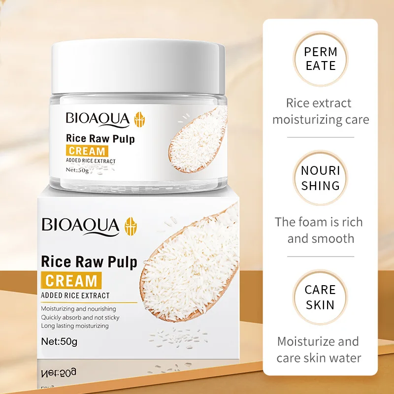 

50G Rice Puree Moisturizing Cream Last Moisturiz Nourish Facial Lotion Improve Dryness Dullness Whitening Brightening Skin Tone