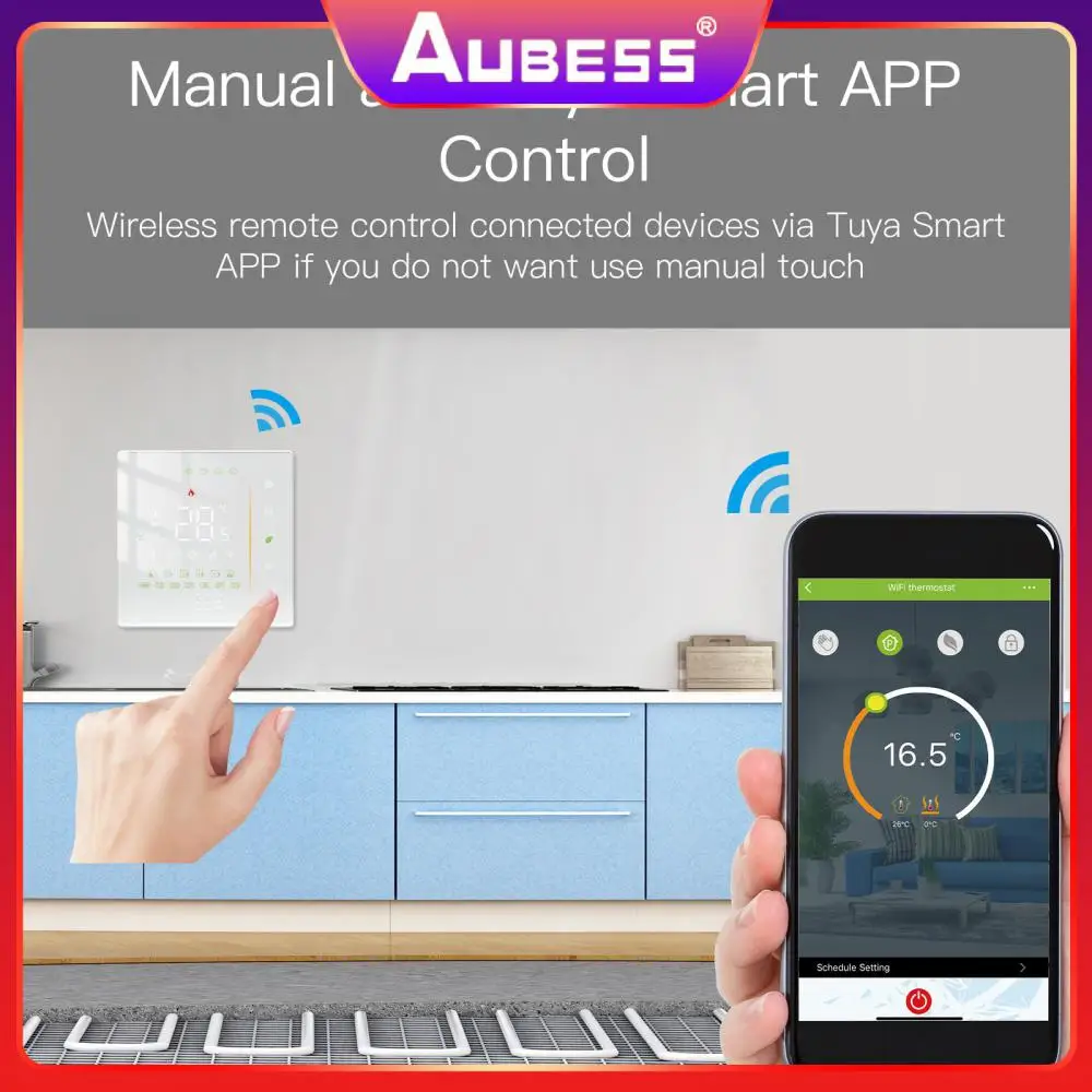 

Tuya Wifi Touch Screen Warm Floor Heating For Electric Floor Heating Water Gas Boiler Lcd Display Smart Thermoregulator