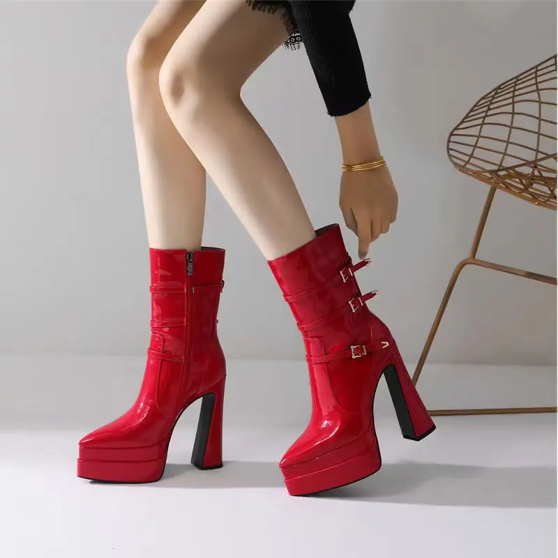 Женские осенние лакированные кожаные двухслойные водонепроницаемые