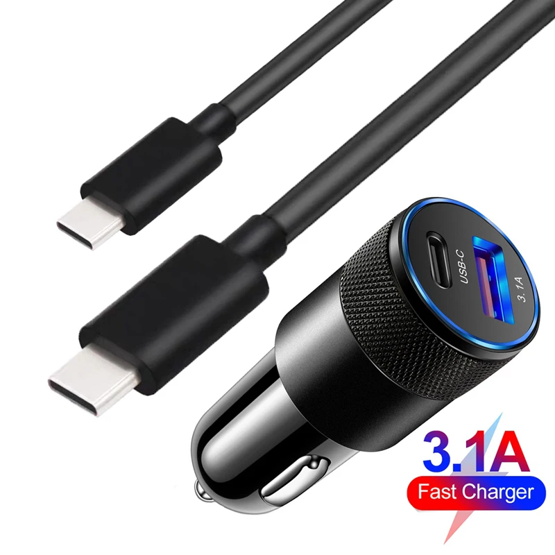Car Fast Charger For Xiaomi Mi 12 11 10 9 8 Lite Samsung S22 S21 S20 A73 A53 A33 Dual USB Phone Charger Adapter USB Type-C Cable