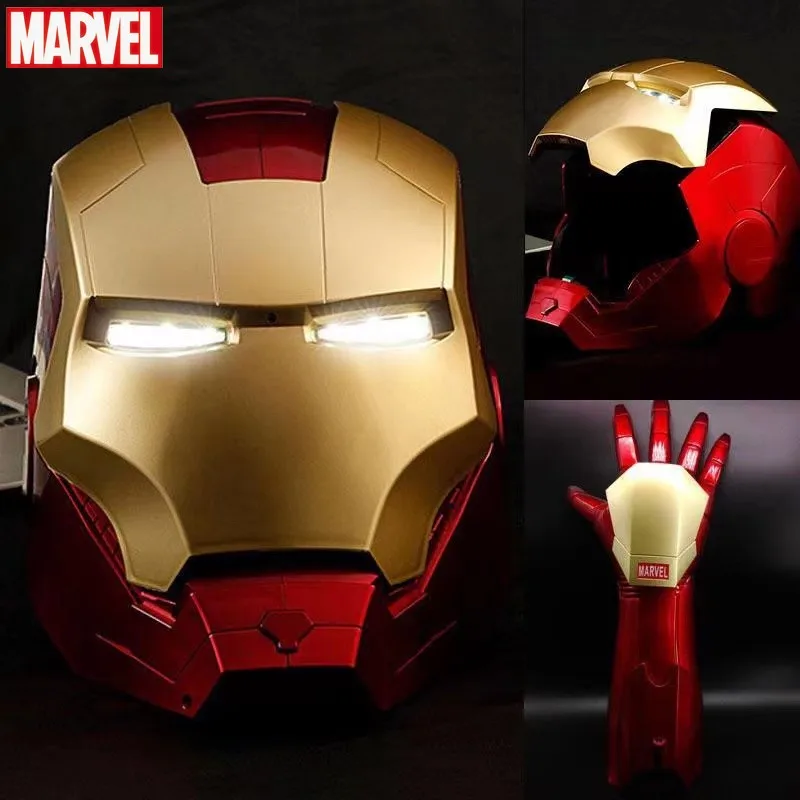 

Marvel Мстители, 1:1, шлем Железного человека, светодиодная лампа, ПВХ, экшн-фигурка, модель, игрушки, детская модель