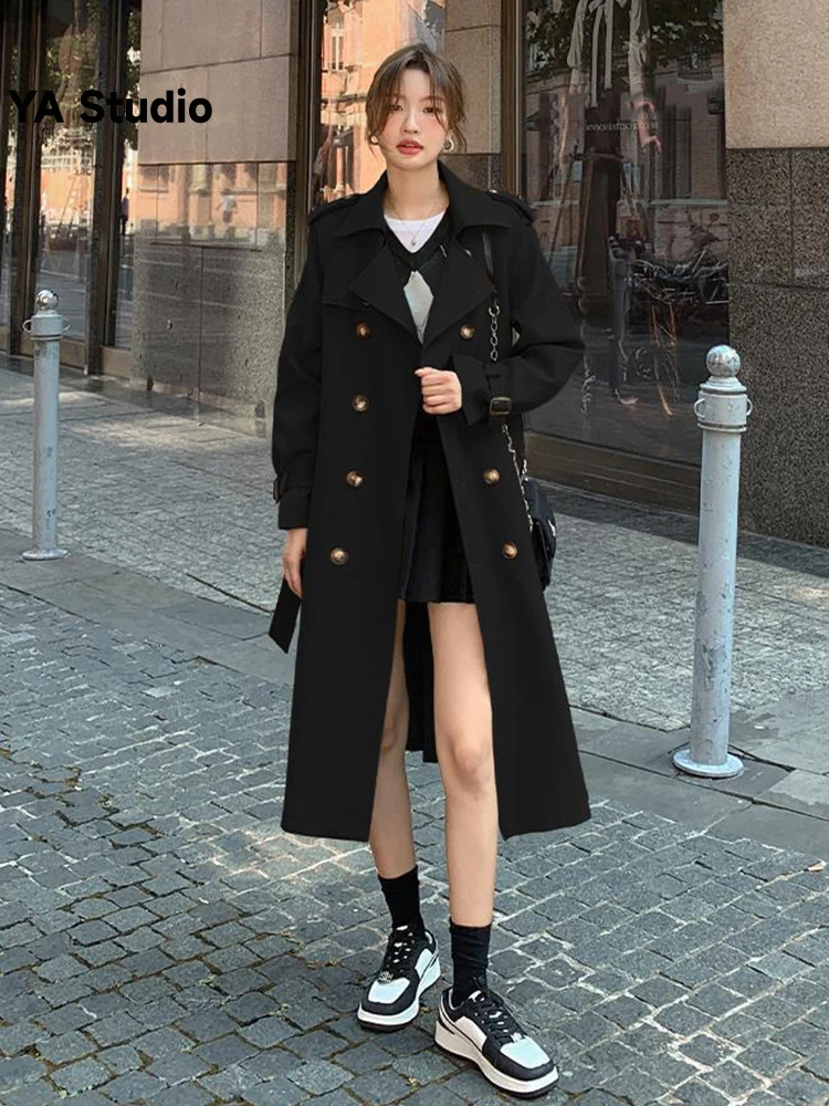 

Trench Coat Women Lapel Double Breasted Full Sleeve Loose Casual Vintage Chic New Lady
