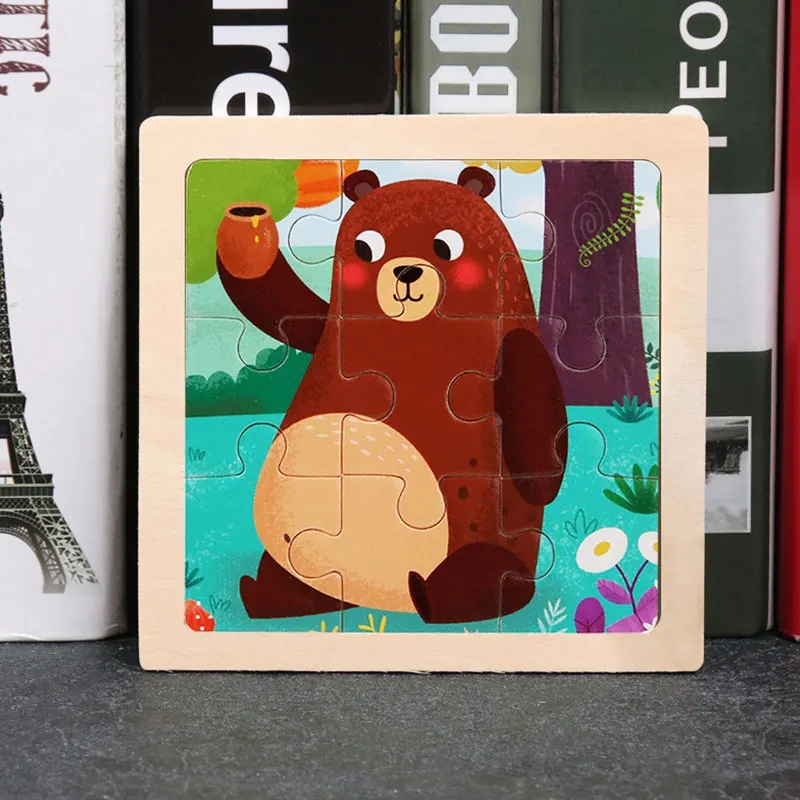 Детские игрушки Деревянный 3D пазл для детей детские Мультяшные животные трафик