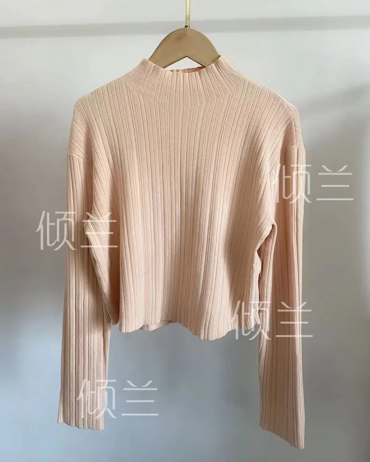 

Patads France m family 2022 early spring new women's slim fit half high neck long sleeve rib lazy sweater