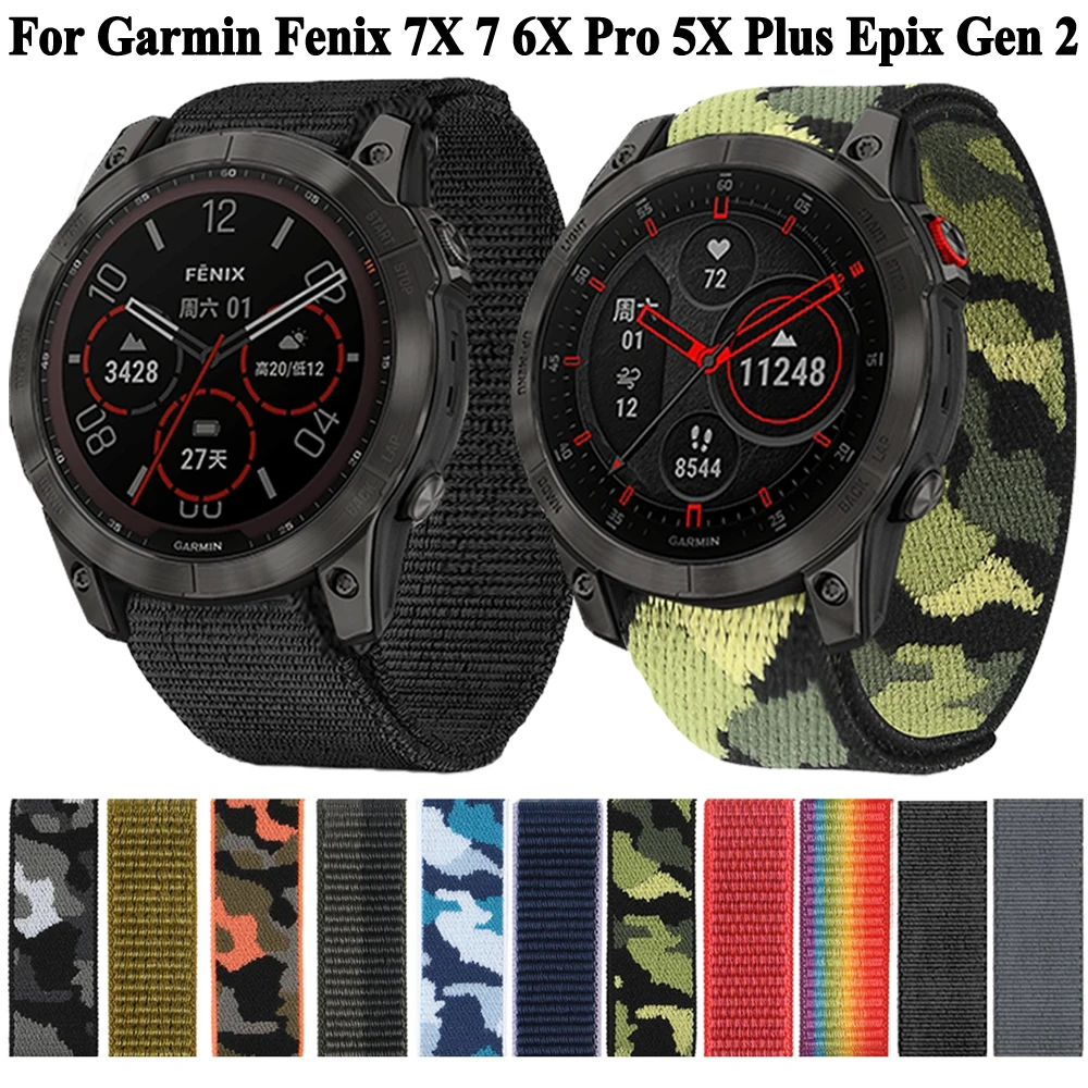 

Ремешок нейлоновый для смарт-часов Garmin Fenix 7X 7 6X 6 Pro 5 5X Plus Epix Gen 2 Enduro 2, 22 мм 26 мм