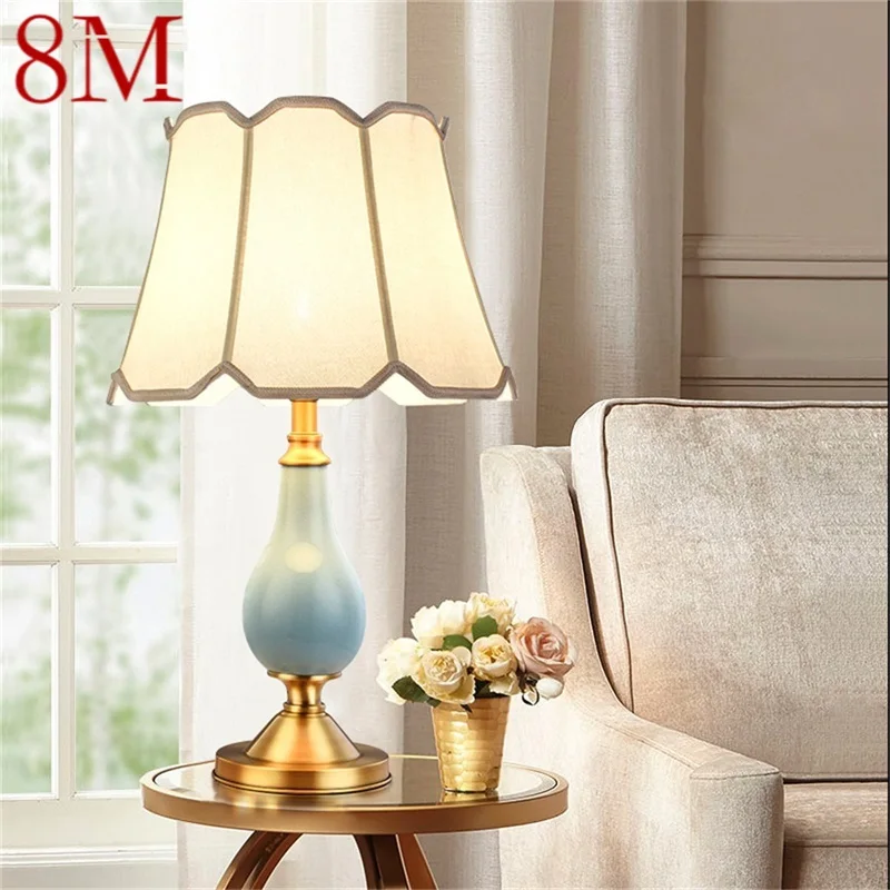 

8M Ceramic Table Lamps Brass Modern Luxury Fabric Desk Light Home Decorative for Living Room Dining Room Bedroom