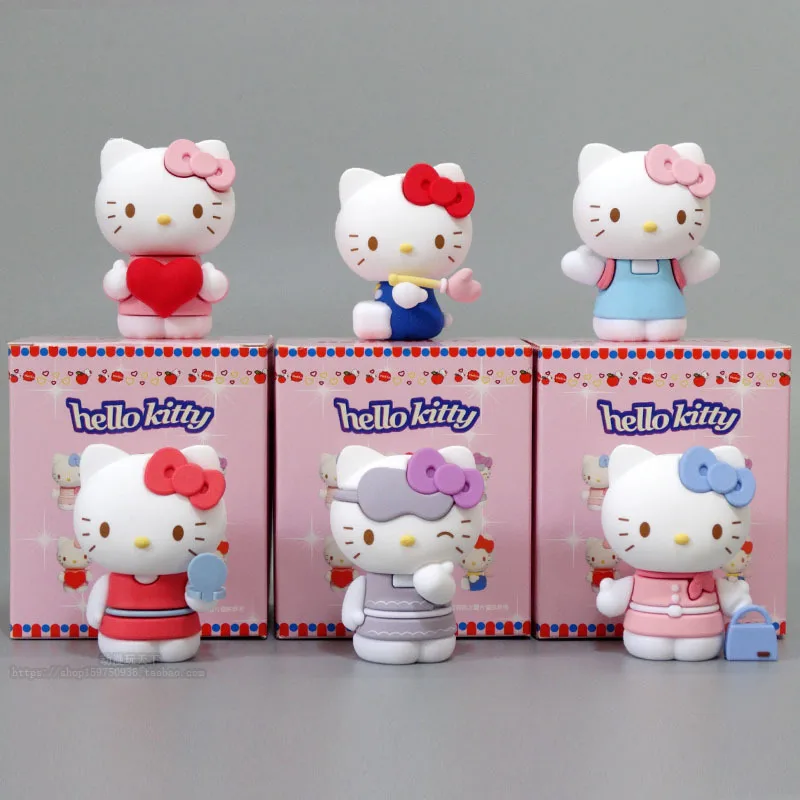 

Sanrio Cartoon Dolls Hello Kitty Kawaii Toys for Kids Birthdays Gifts Anime Figure Cake Decoration Cute Deskt Ornament Blind Box