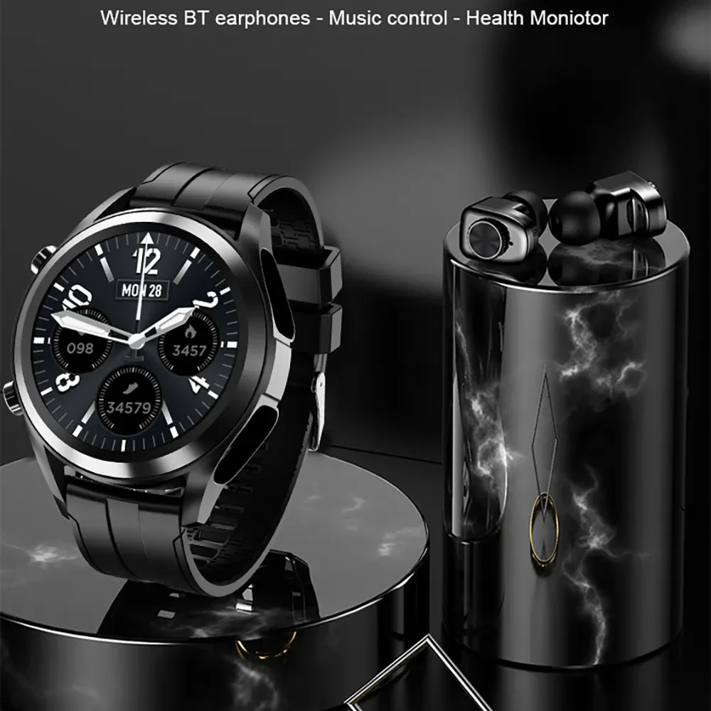 

Tws 2 In 1 Wireless Blue Tooth Headset Smart Watch Men Full Touch Screen Women Heart Rate Sport Music Smartwatch For Android IOS