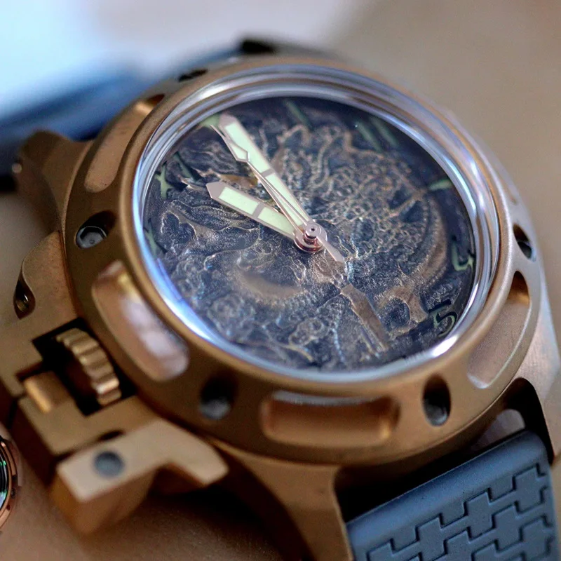 SIDAXIN Мужские автоматические часы 43 мм Титан/Бронза Механические наручные для