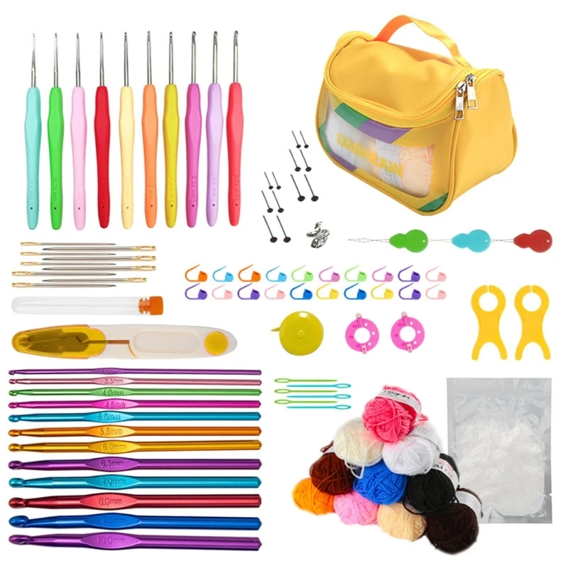 

Наборы для вязания крючком DIY для начинающих, взрослых, детей, с мягкой ручкой и несколькими цветами